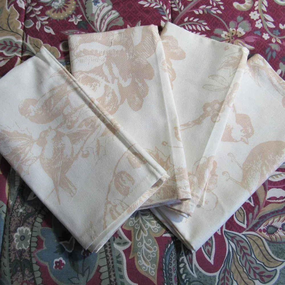 Set of 4 BIRD PRINT 100% COTTON Napkins India